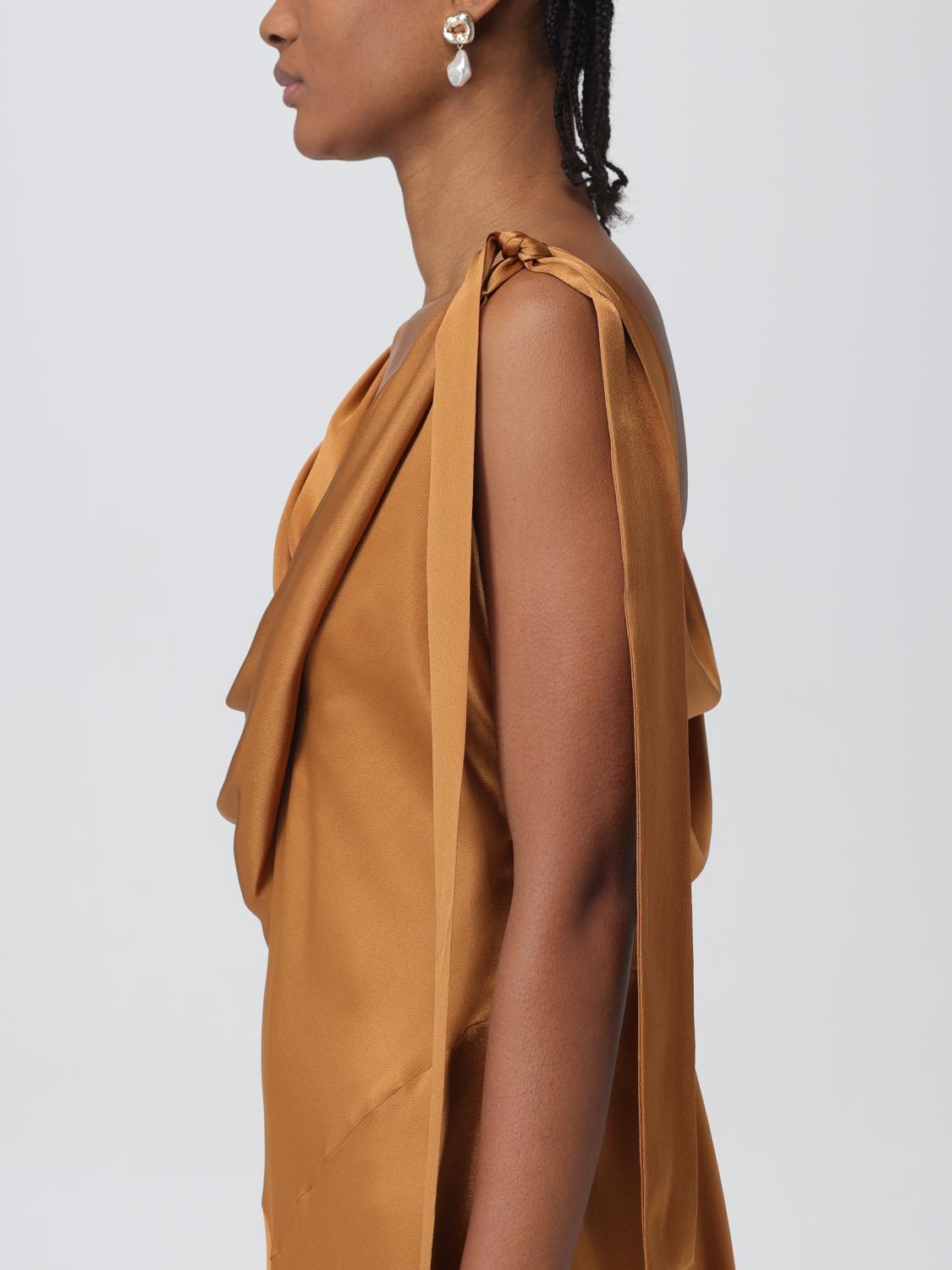 ワンピース A FERRETTI Woman Dress Brown 04031619 0178 Buy > Long chiffon dress with draping | Alberta Ferretti