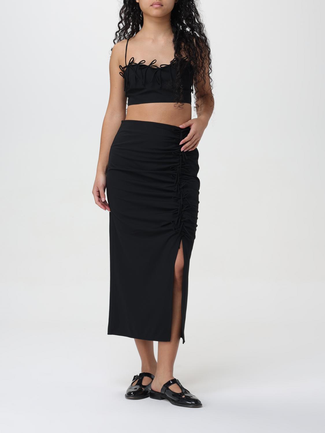 GANNI TOP: Top crop Ganni con fiocchi, Nero - Img 2