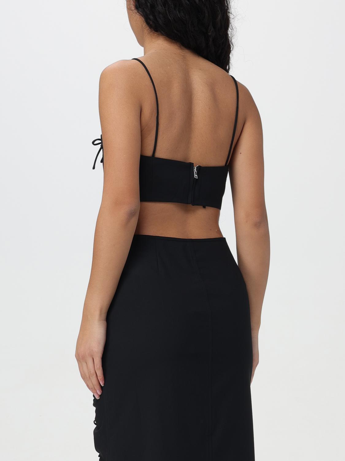 GANNI TOP: Top crop Ganni con fiocchi, Nero - Img 3