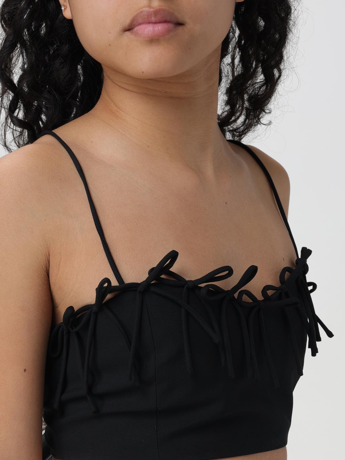 GANNI TOP: Top crop Ganni con fiocchi, Nero - Img 4