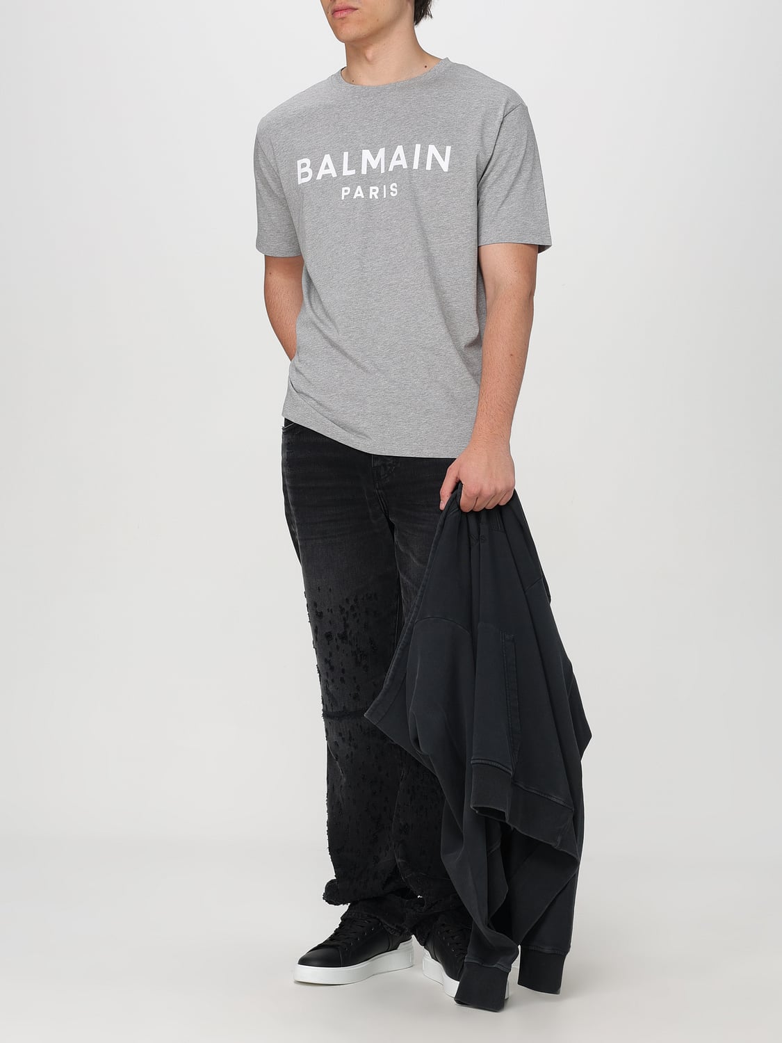 BALMAIN ФУТБОЛКА: Футболка Мужское Balmain, Серый - Img 2