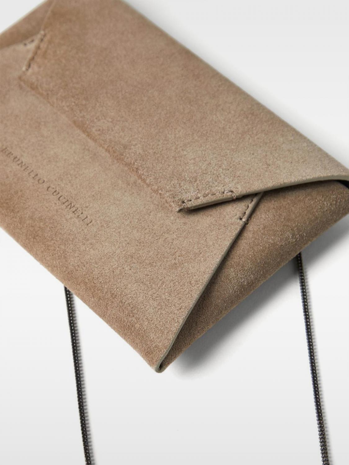 BRUNELLO CUCINELLI BORSA MINI: Borsa Brunello Cucinelli in pelle scamosciata, Tortora - Img 4