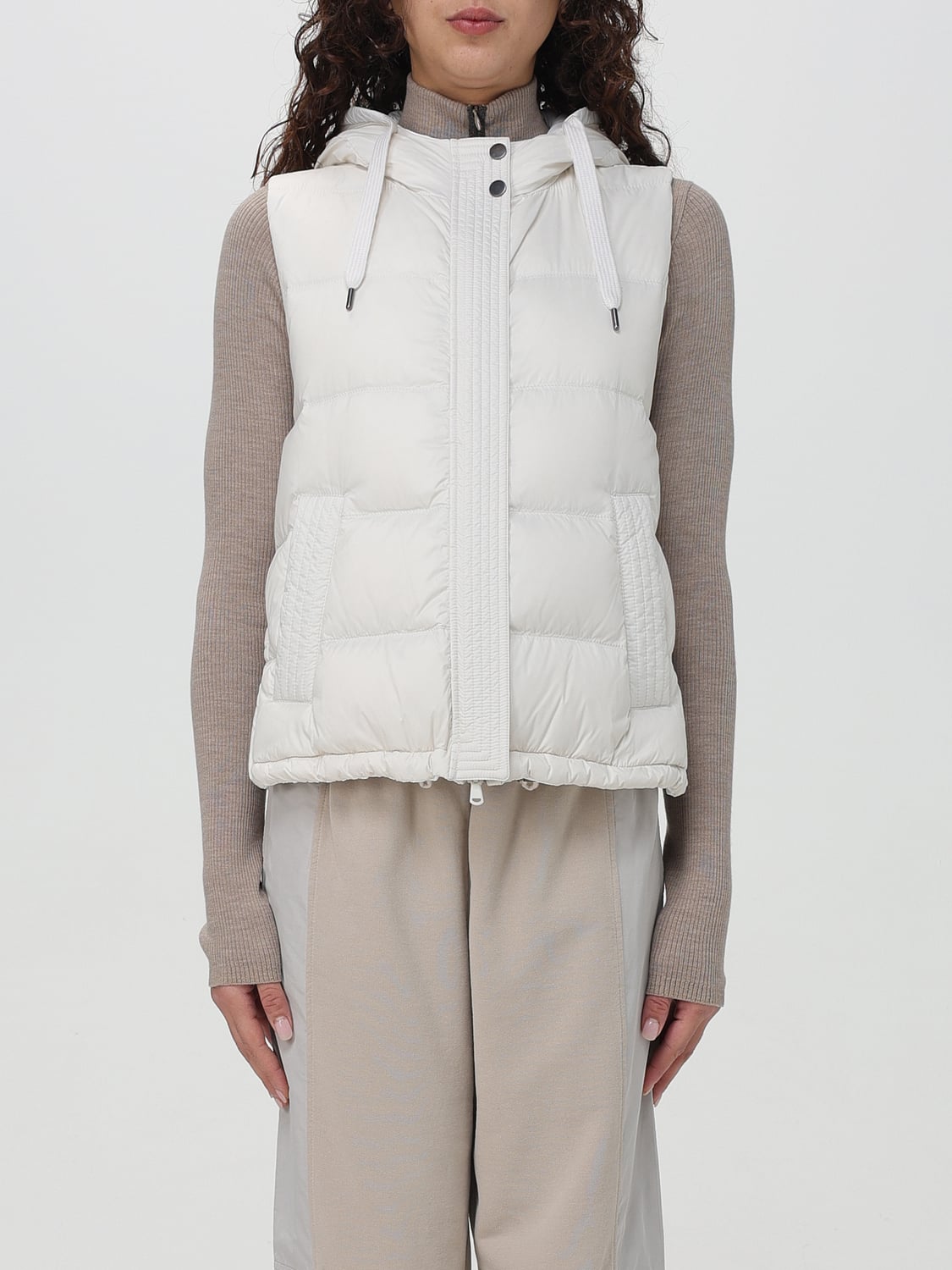 BRUNELLO CUCINELLI GILET: Gilet Brunello Cucinelli in nylon trapuntato , Bianco - Img 1