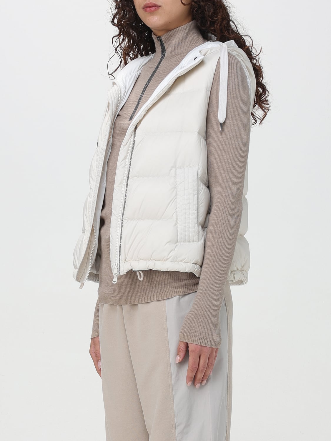 BRUNELLO CUCINELLI GILET: Gilet Brunello Cucinelli in nylon trapuntato , Bianco - Img 4
