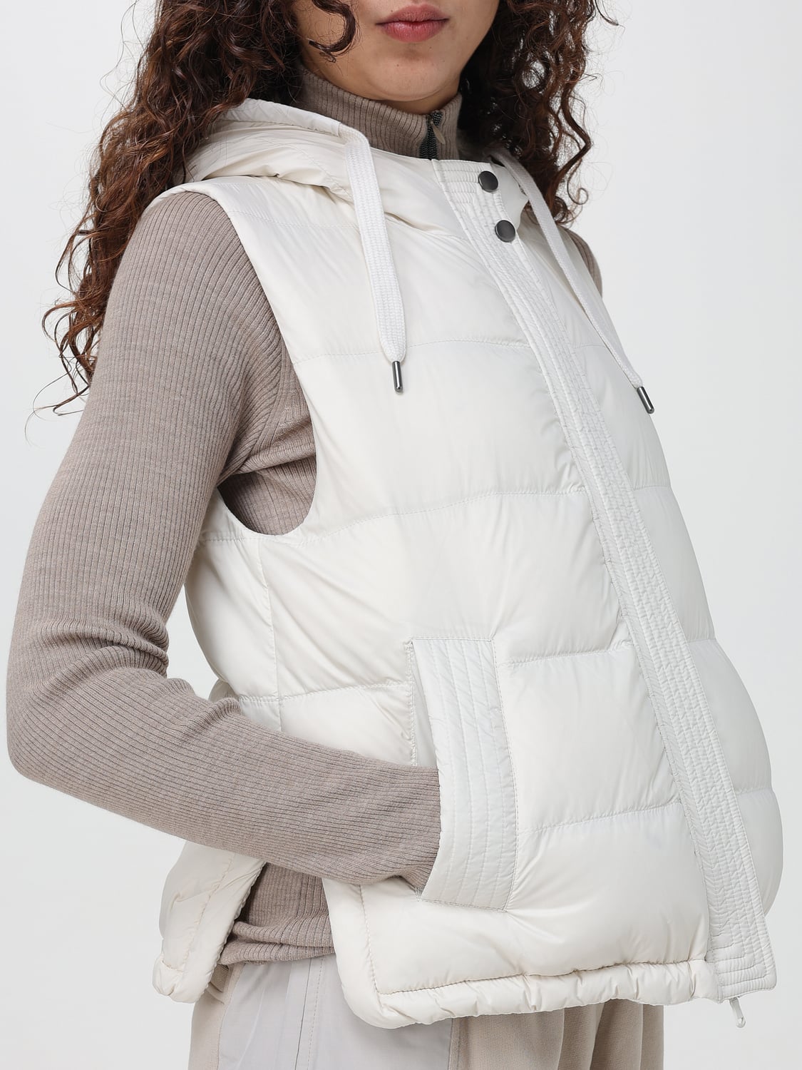 BRUNELLO CUCINELLI GILET: Gilet Brunello Cucinelli in nylon trapuntato , Bianco - Img 5