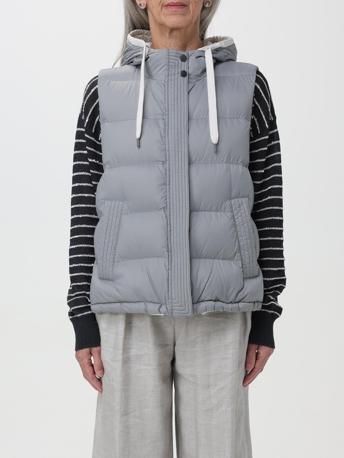 BRUNELLO CUCINELLI GILET: Gilet Brunello Cucinelli in nylon trapuntato , Grigio - Img 1