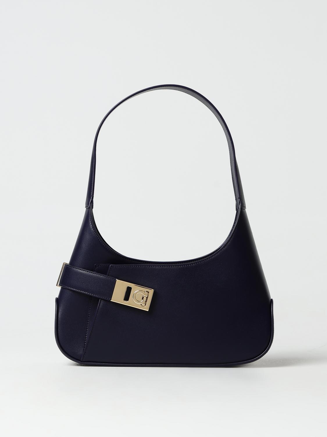 FERRAGAMO BORSA A SPALLA: Borsa Hobo Ferragamo in pelle , Blue - Img 1