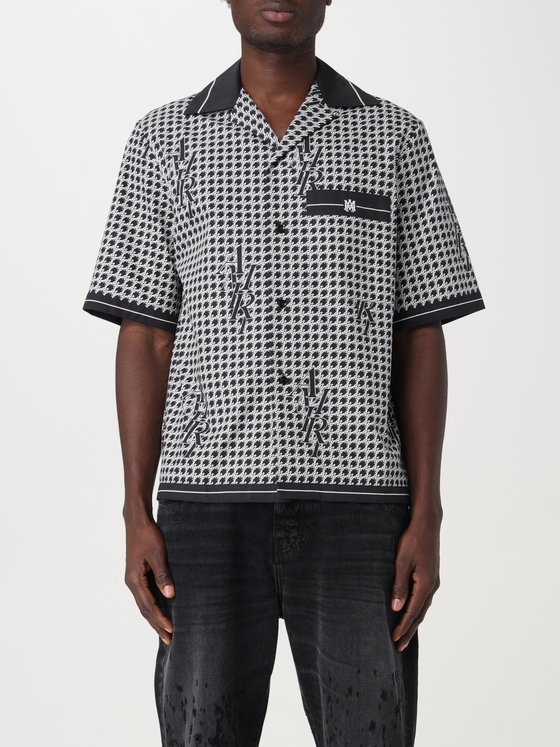 AMIRI レザーシャツ AMIRI Leaf Tencel SS Shirt Sサイズ ブラック ホワイト 150712