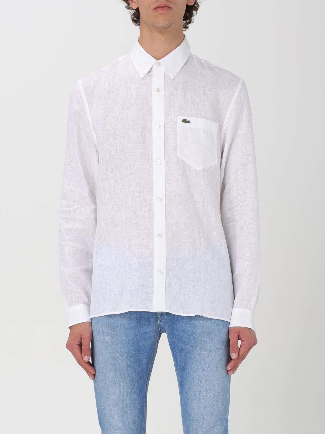 LACOSTE CAMICIA: Camicia Lacoste in lino con logo , Bianco - Img 1