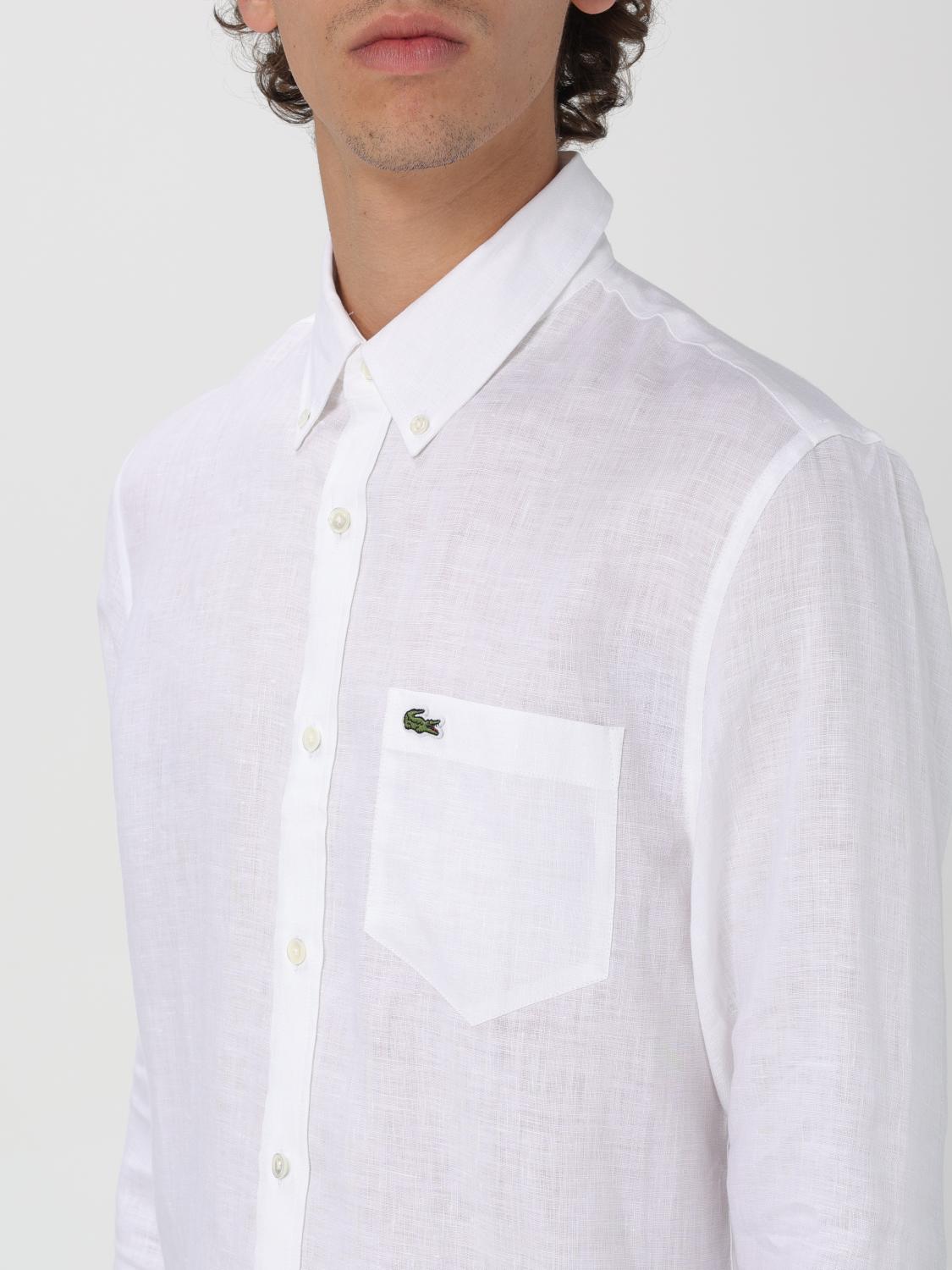 LACOSTE CAMICIA: Camicia Lacoste in lino con logo , Bianco - Img 3