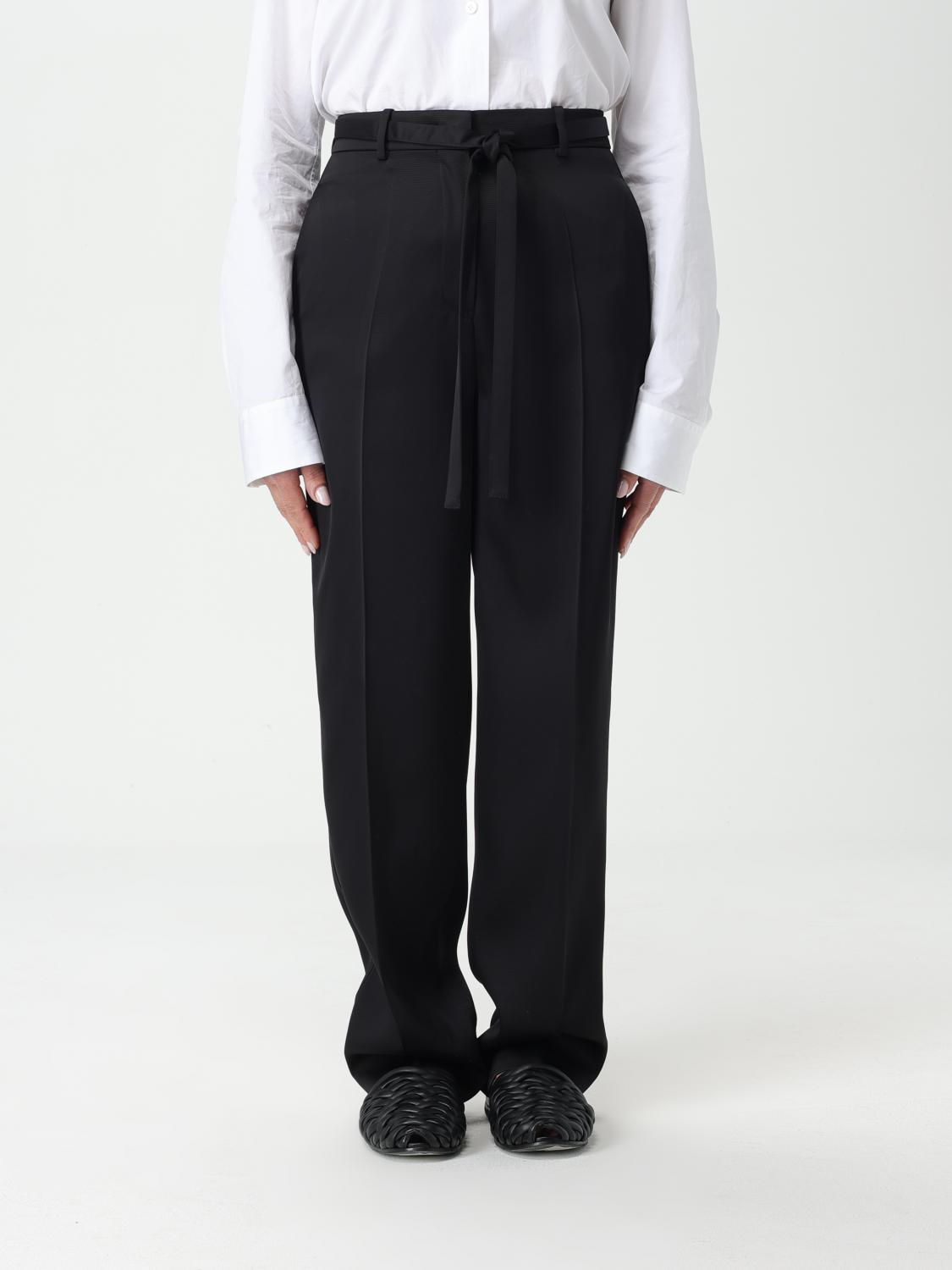 パンツ JIL SANDER Women Straight Pants J03KA0178J65112001 Black JIL SANDER Belted satin-twill wide-leg pants | THE OUTNET