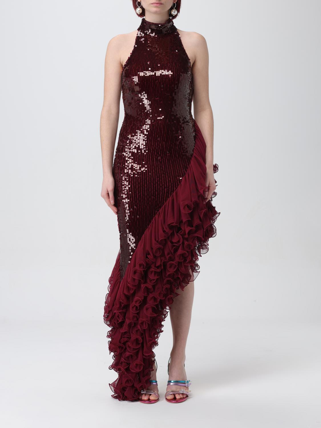 rotate burgundy dress woman - Princess & Ball Gown for a more casual Unique Spring Bridesmaid Gown Burgundy silk dress Size:40DD