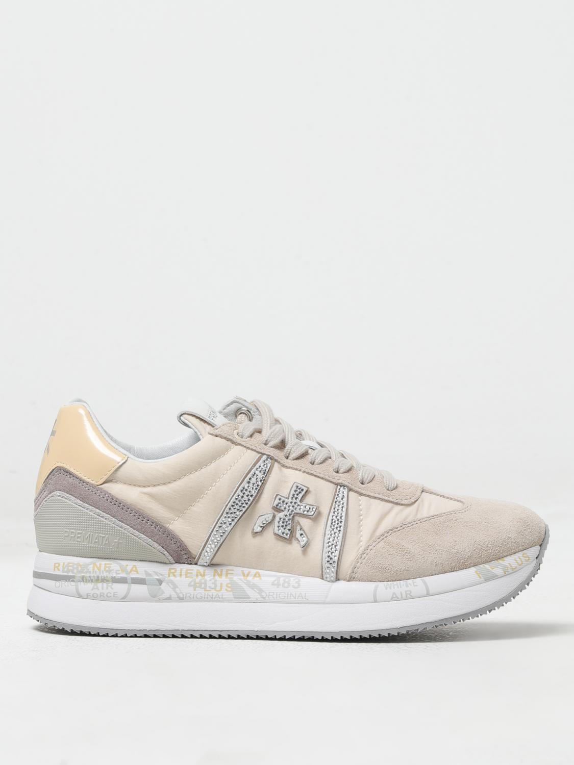 PREMIATA SNEAKERS: Sneakers Conny Var Premiata in pelle traforata, Beige - Img 1