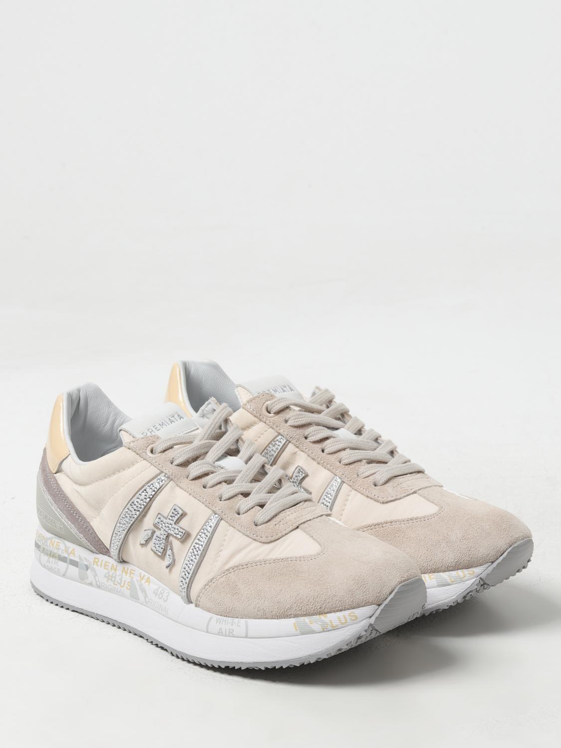 PREMIATA SNEAKERS: Sneakers Conny Var Premiata in pelle traforata, Beige - Img 2