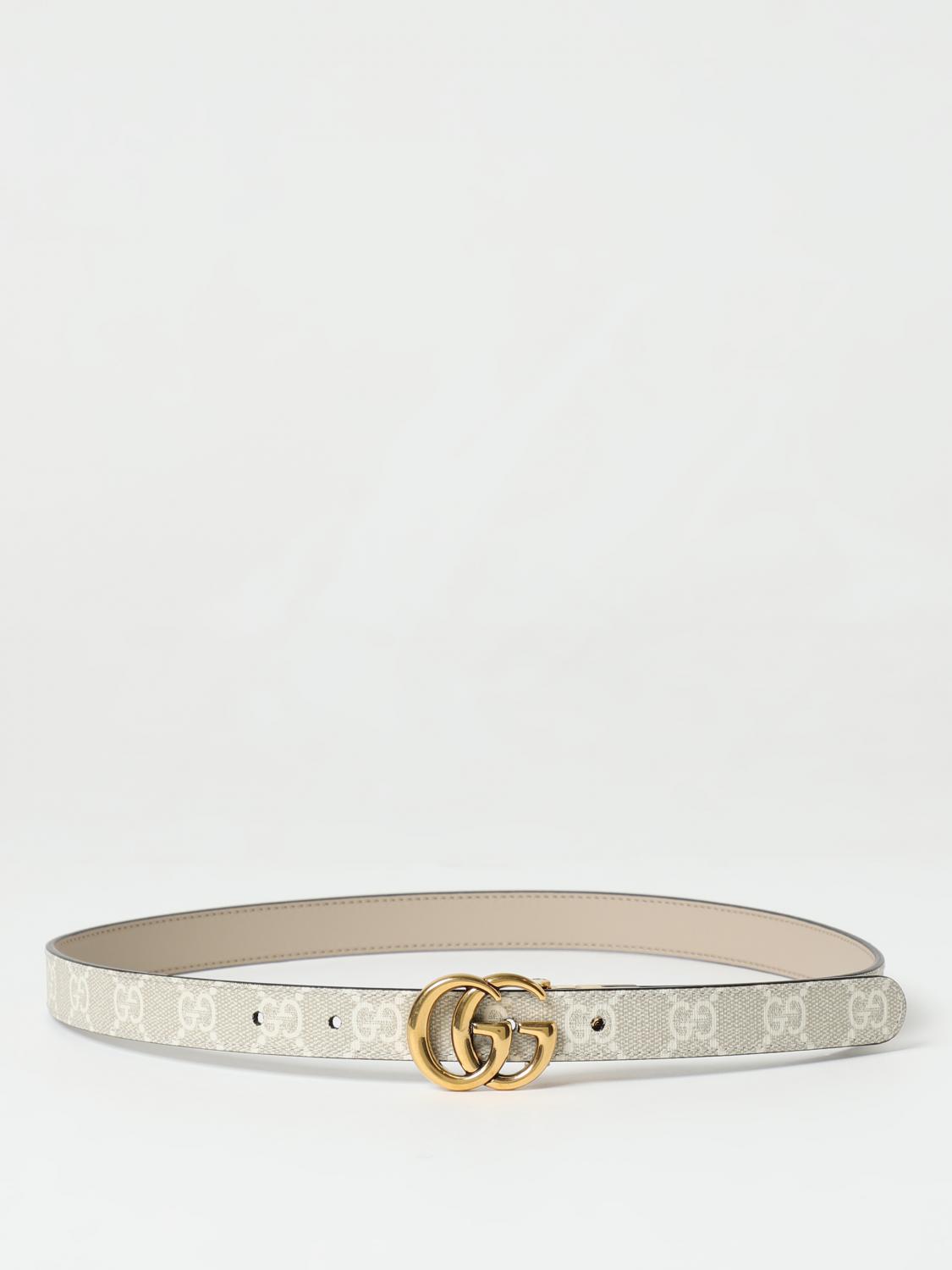GUCCI CINTURA: Cintura GG Marmont Gucci reversibile in pelle e tessuto spalmato, Argento - Img 1