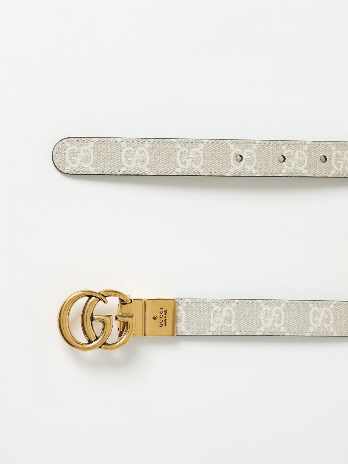 GUCCI CINTURA: Cintura GG Marmont Gucci reversibile in pelle e tessuto spalmato, Argento - Img 3