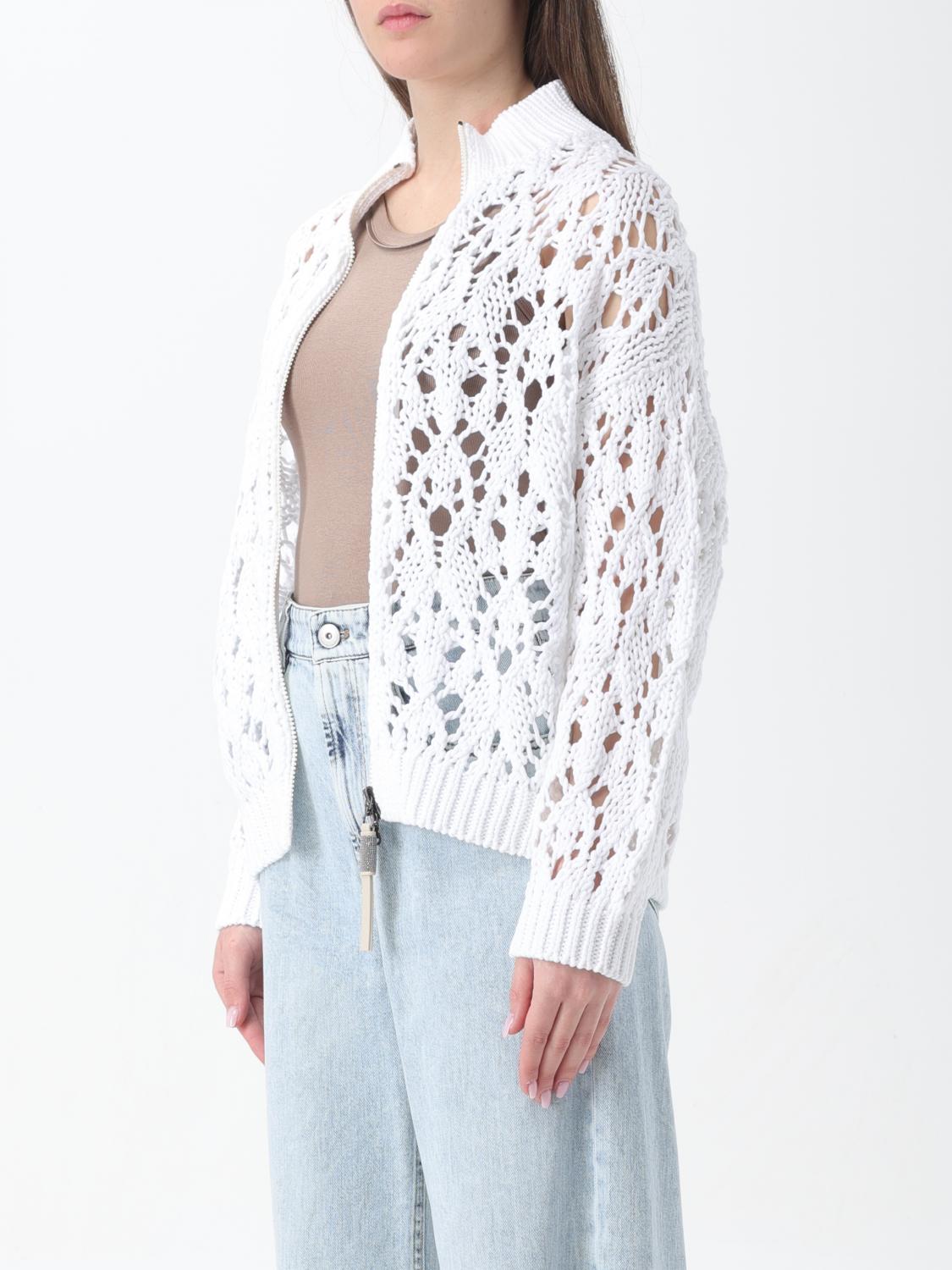 BRUNELLO CUCINELLI CARDIGAN: Sweater woman Brunello Cucinelli, White - Img 4