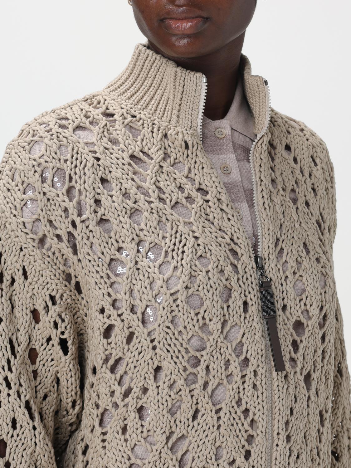 BRUNELLO CUCINELLI CARDIGAN: Sweater woman Brunello Cucinelli, Beige - Img 5