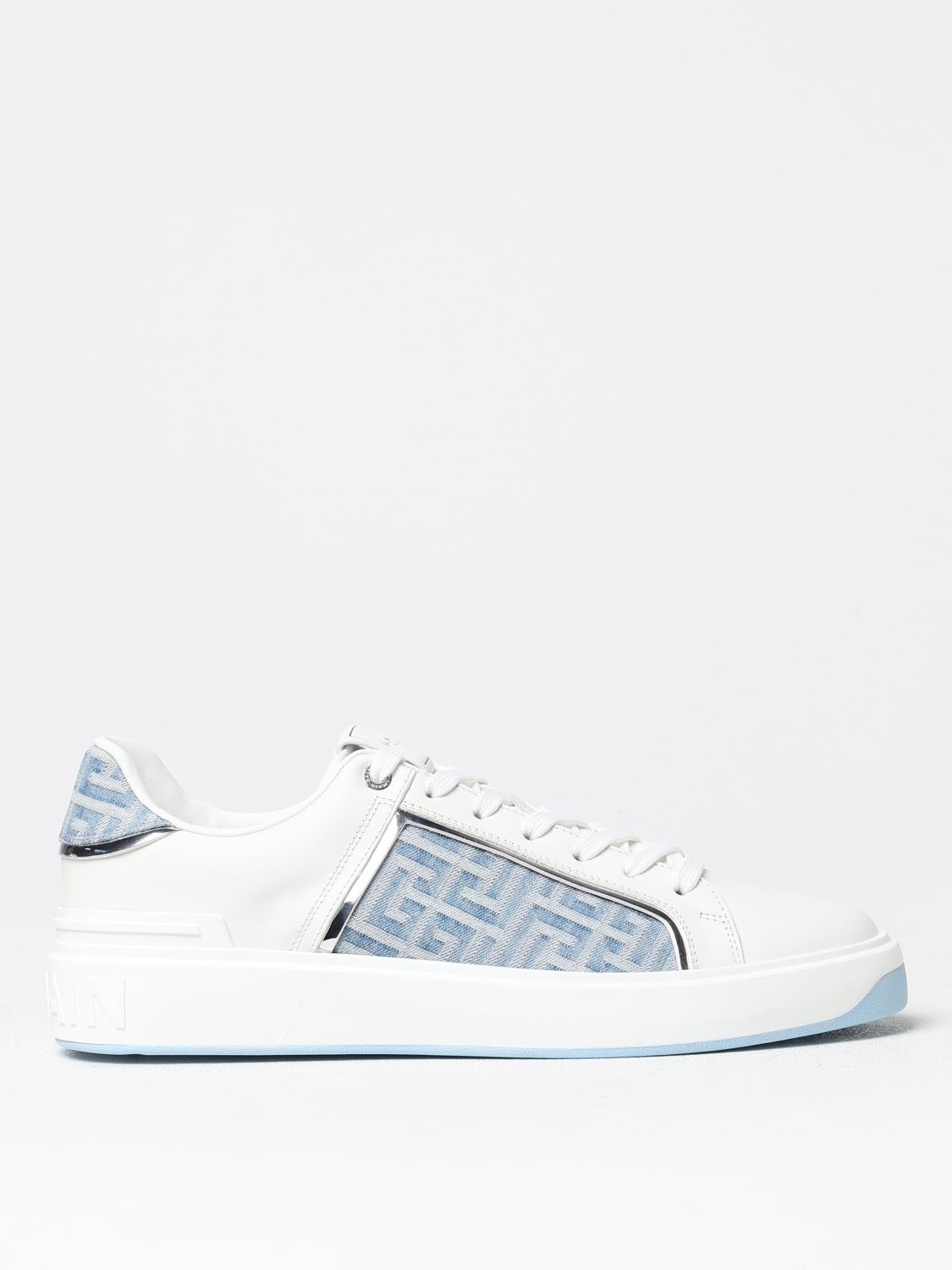 Giglio Sneakers Balmain in pelle e denim jacquard