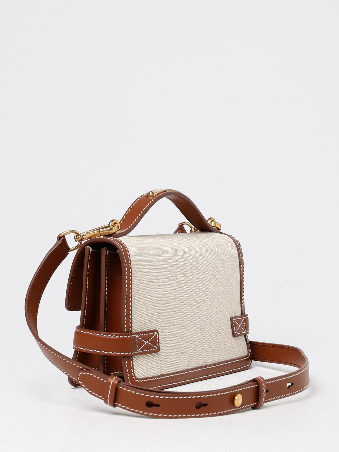 Balmain B-Buzz leather and canvas handbag - Beige | DN1DA829TCFE