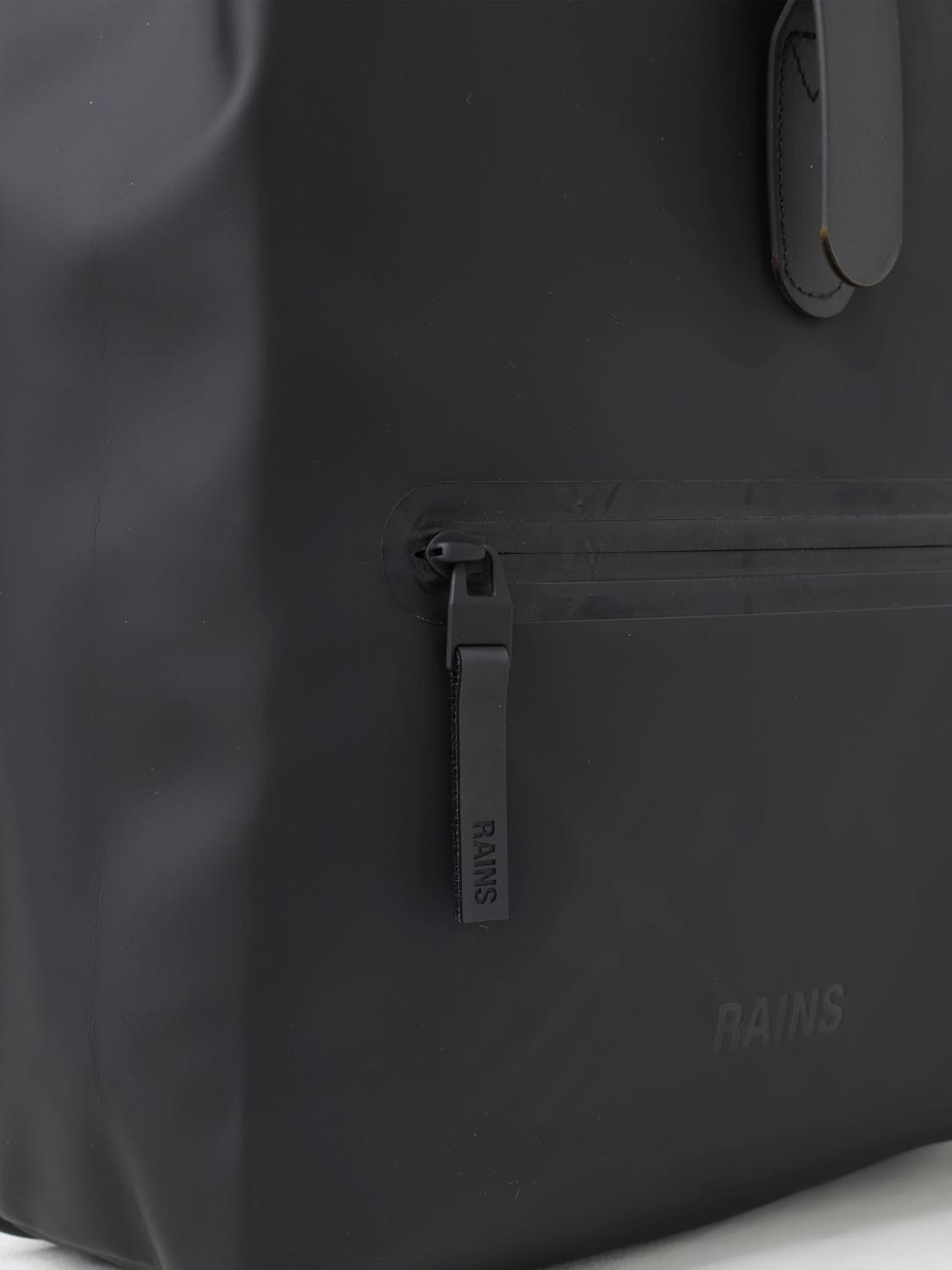 RAINS ZAINO: Zaino Rolltop Rucksack Rains impermeabile in tessuto gommato , Nero - Img 3