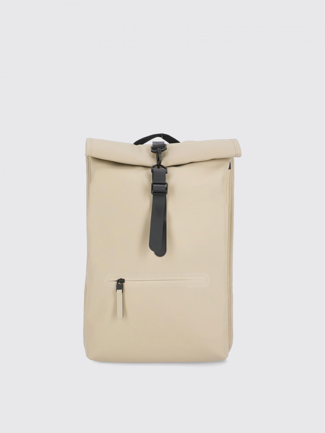 RAINS ZAINO: Zaino Rolltop Rucksack Rains impermeabile in tessuto gommato , Beige - Img 1