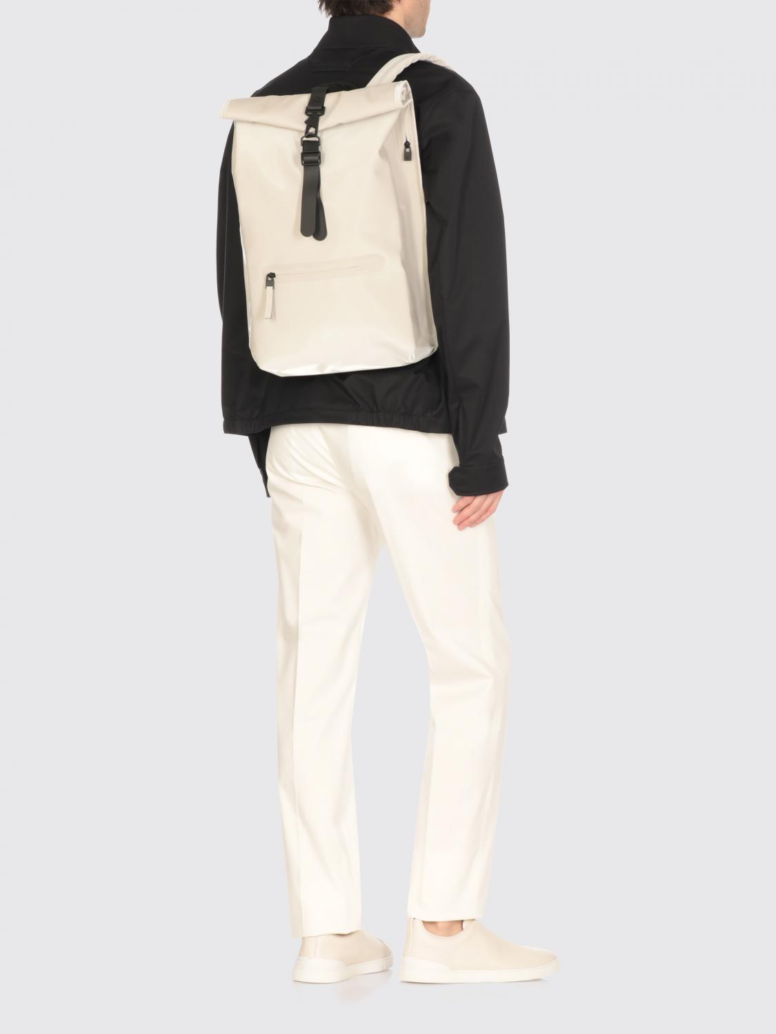 RAINS ZAINO: Zaino Rolltop Rucksack Rains impermeabile in tessuto gommato , Avorio - Img 2