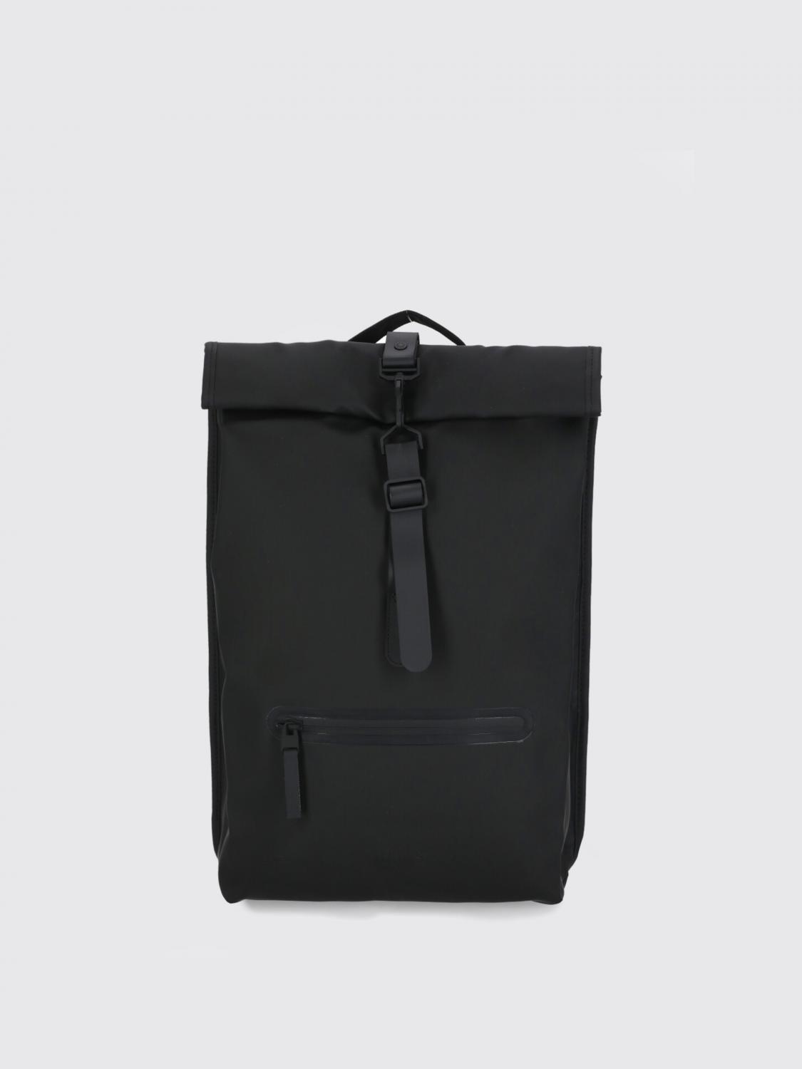 RAINS ZAINO: Zaino Rolltop Rucksack Rains impermeabile in tessuto gommato , Nero 1 - Img 1
