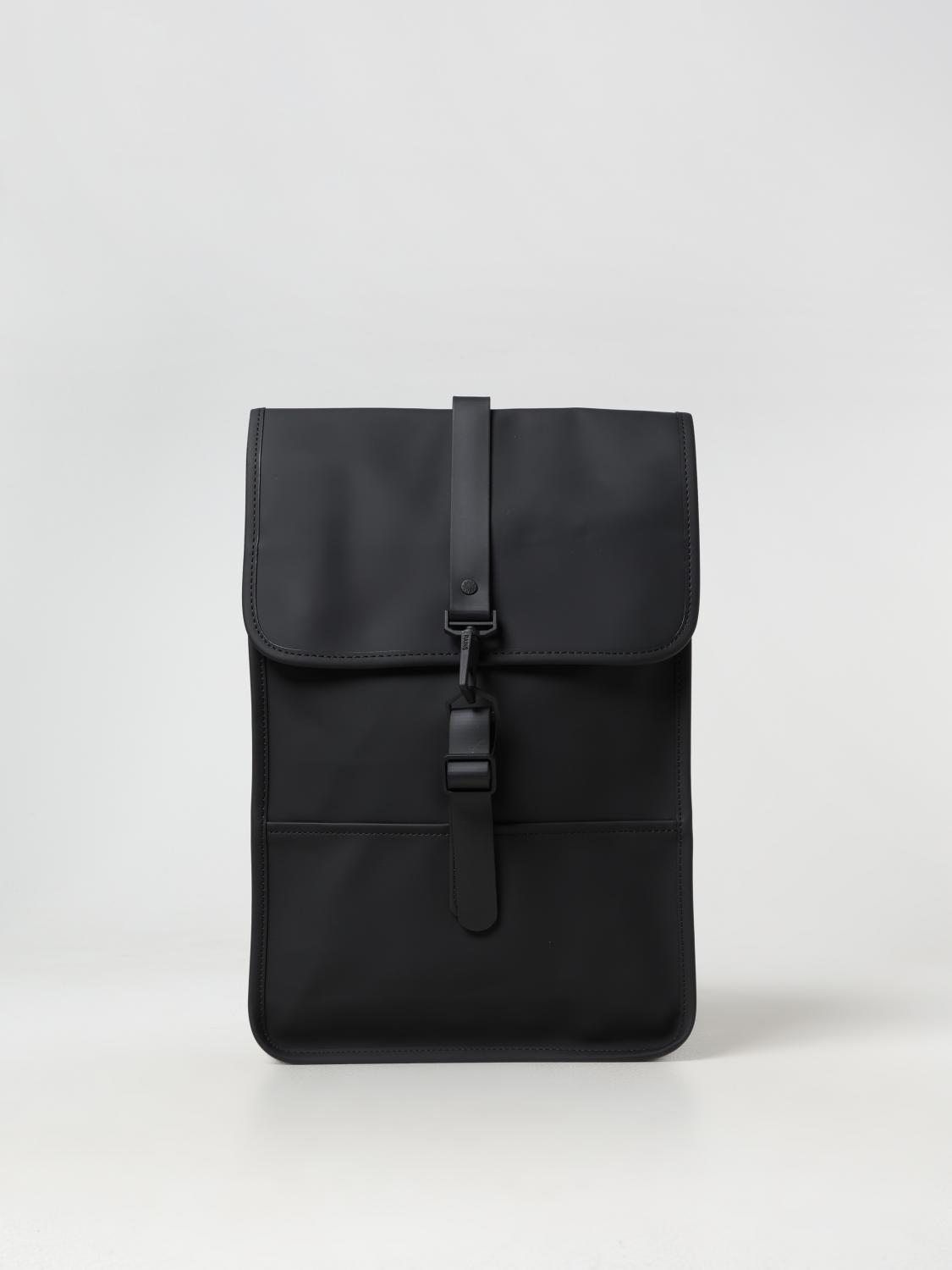 RAINS BACKPACK: Rains Waterproof Rubberized Fabric Backpack, Black - Img 1