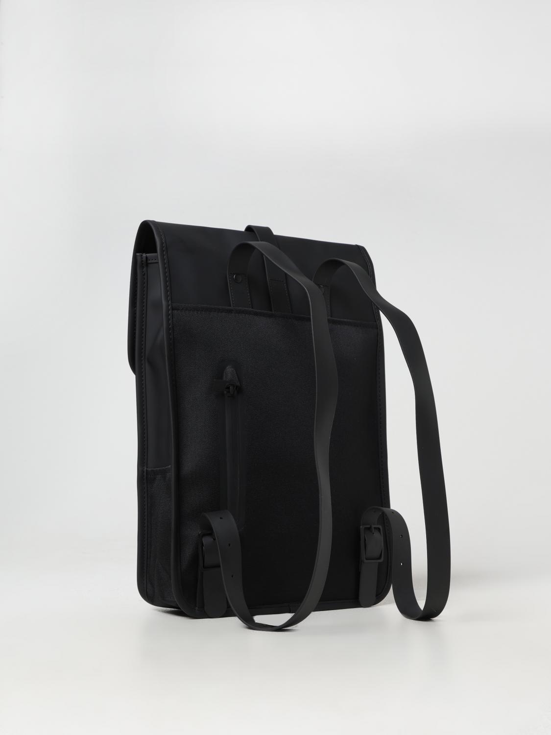 RAINS BACKPACK: Rains Waterproof Rubberized Fabric Backpack, Black - Img 2