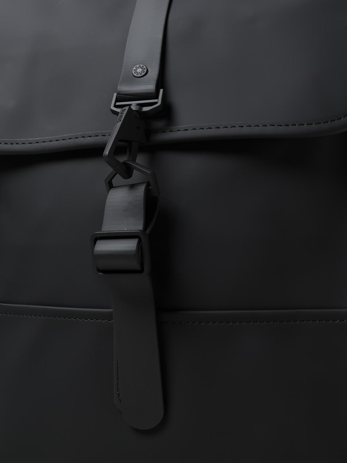 RAINS BACKPACK: Rains Waterproof Rubberized Fabric Backpack, Black - Img 3
