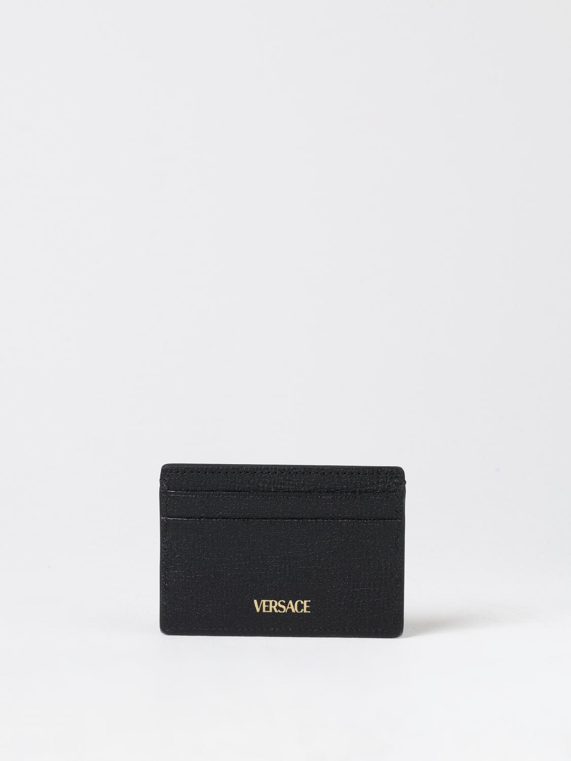 VERSACE WALLET: Grained Leather Credit Card Holder Versace, Black - Img 2