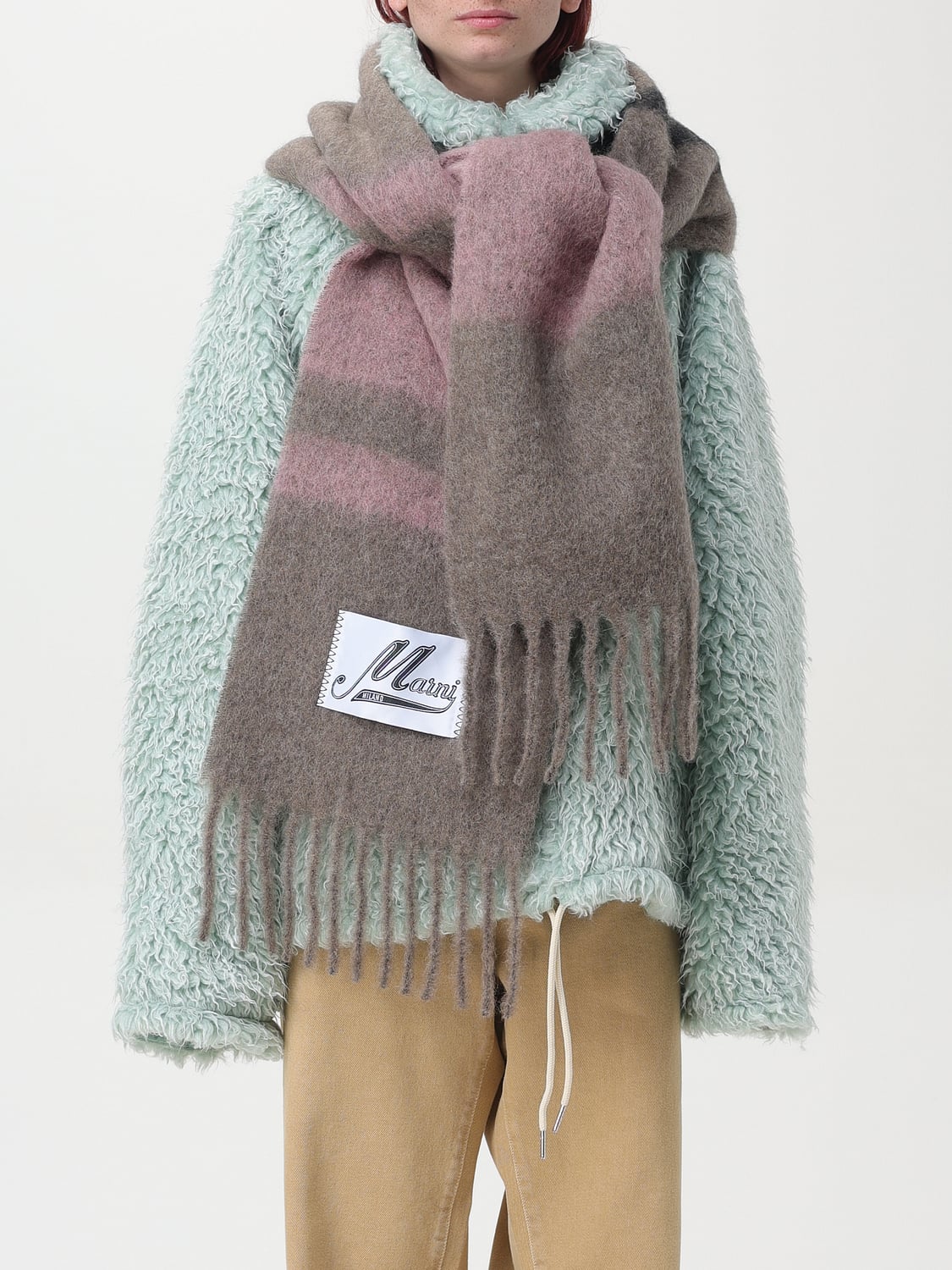 MARNI SCIARPA: Sciarpa in Alpaca Marni, Verde - Img 2