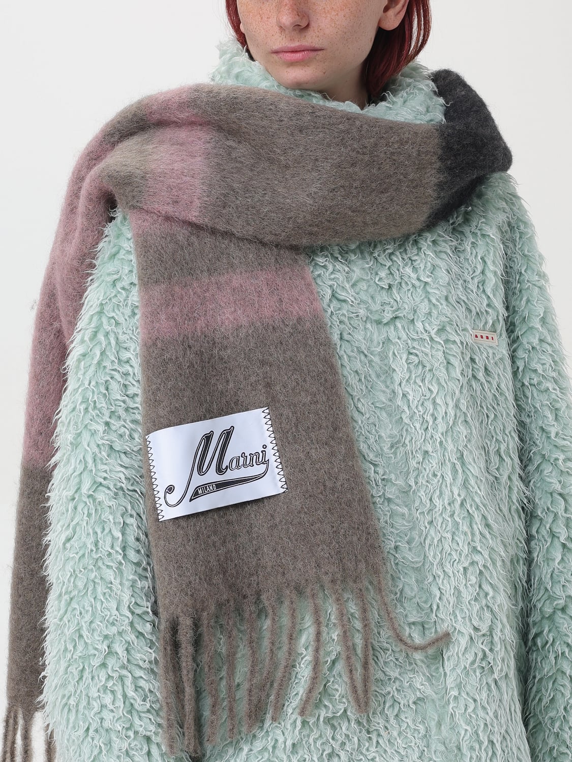MARNI SCIARPA: Sciarpa in Alpaca Marni, Verde - Img 4