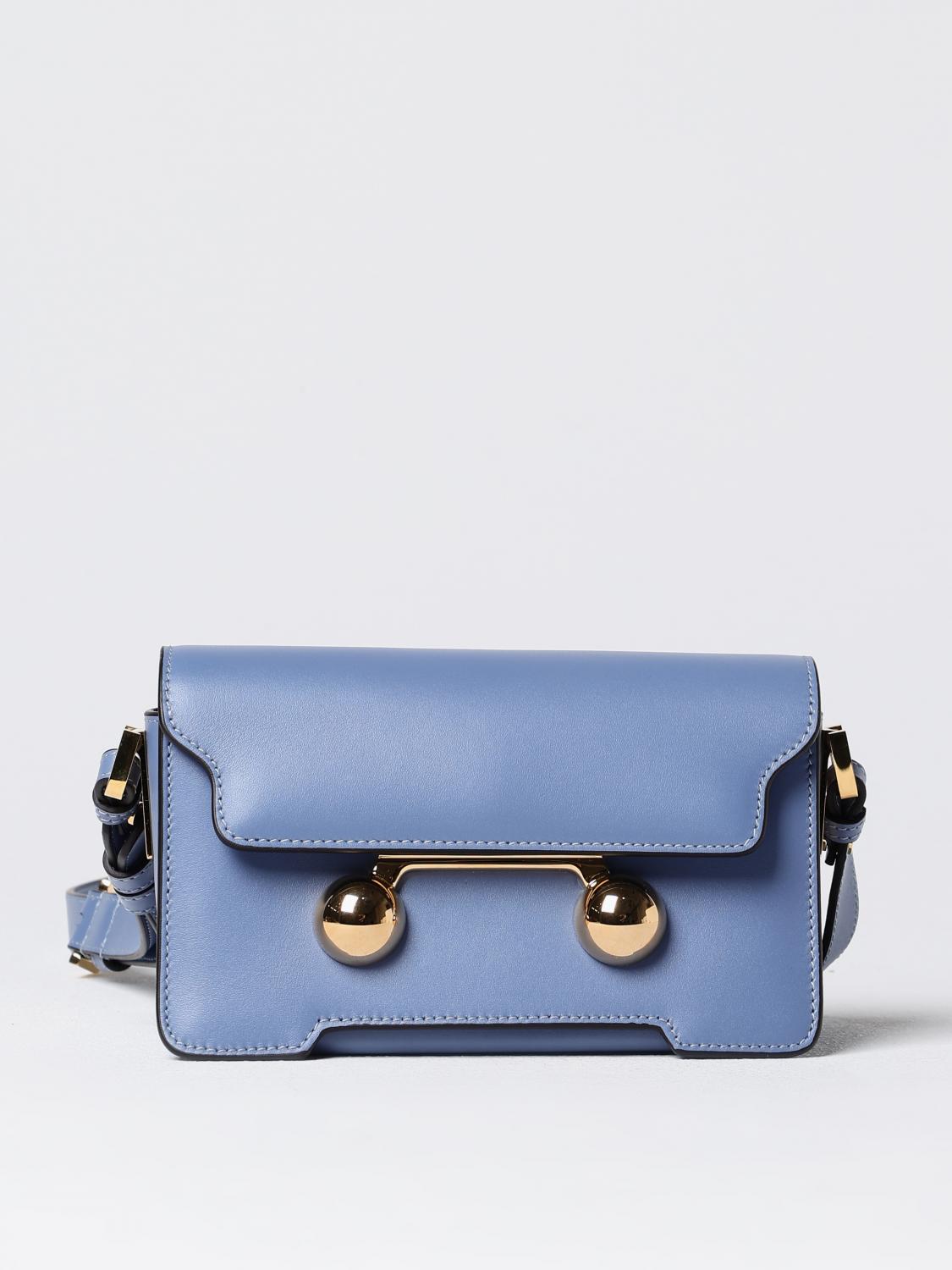 MARNI BORSA MINI: Borsa Trunkaroo Marni in pelle , Blue - Img 1