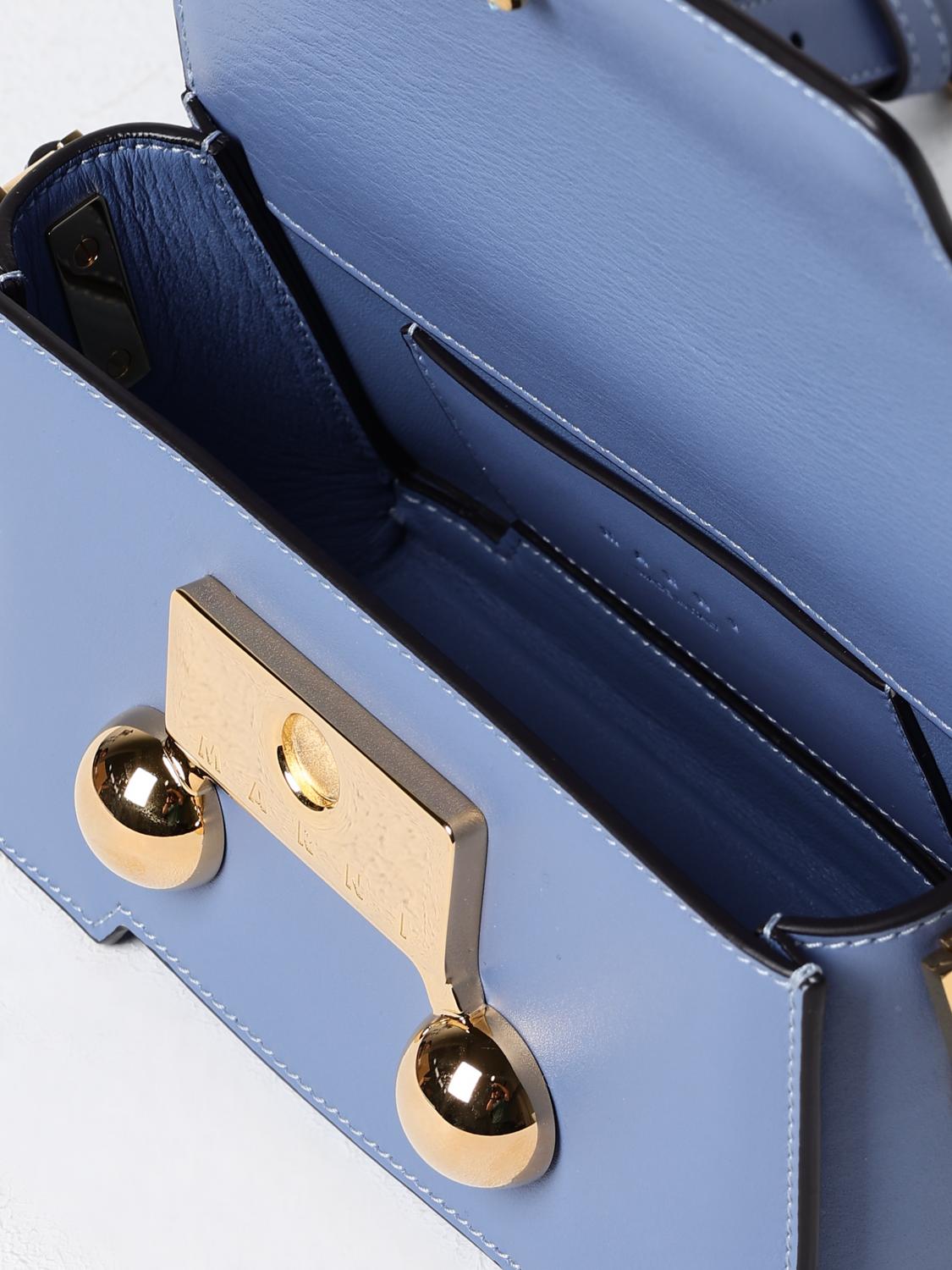 MARNI BORSA MINI: Borsa Trunkaroo Marni in pelle , Blue - Img 5