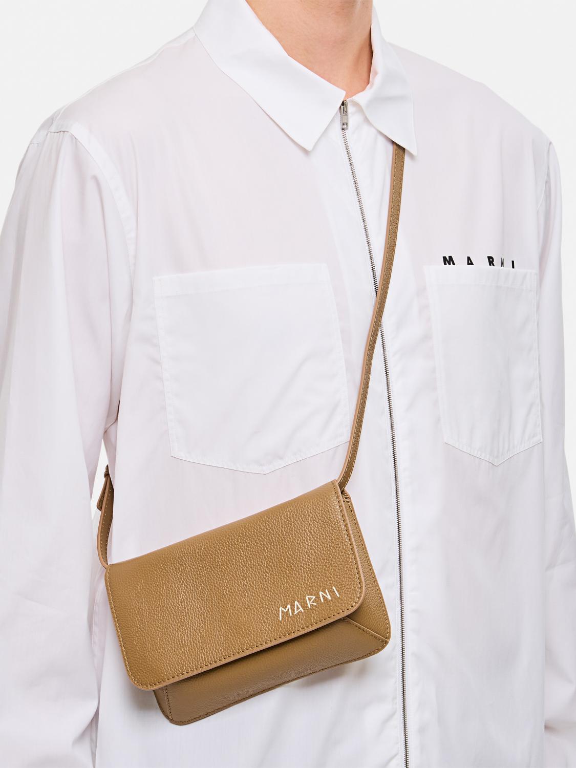 MARNI BORSA A TRACOLLA: Borsa Marni in pelle a grana , Beige - Img 2
