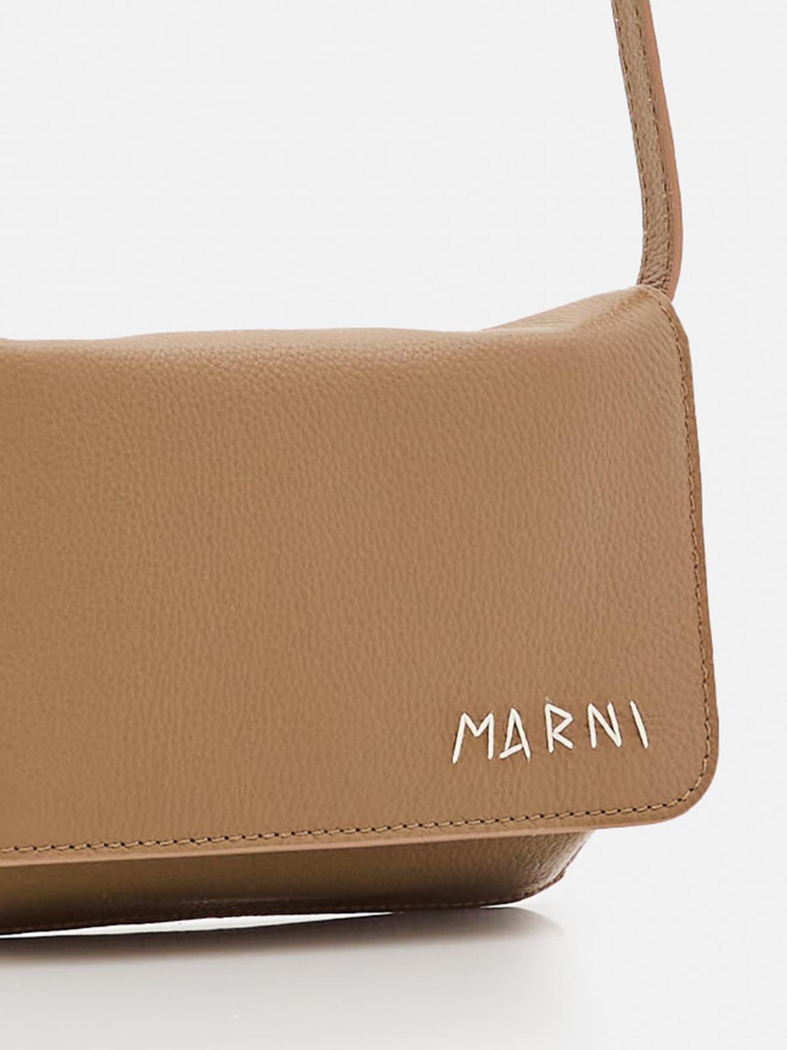 MARNI BORSA A TRACOLLA: Borsa Marni in pelle a grana , Beige - Img 4