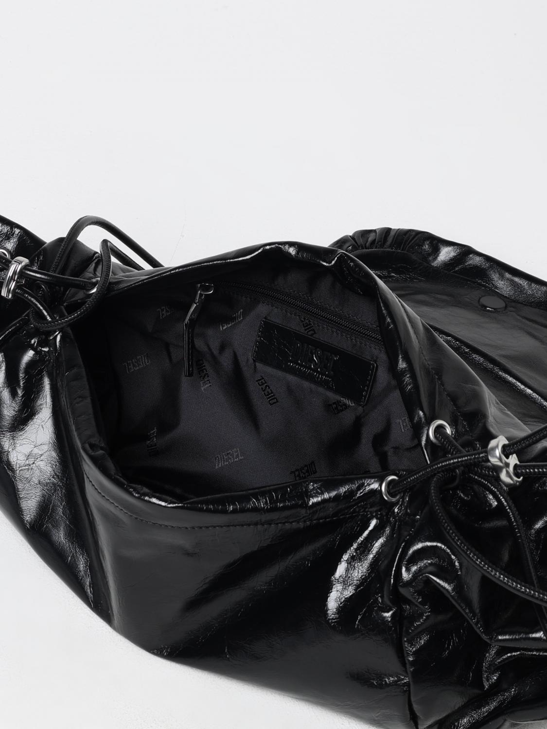 DIESEL BORSA A SPALLA: Borsa Scrunch-D Diesel in nappa , Nero - Img 5