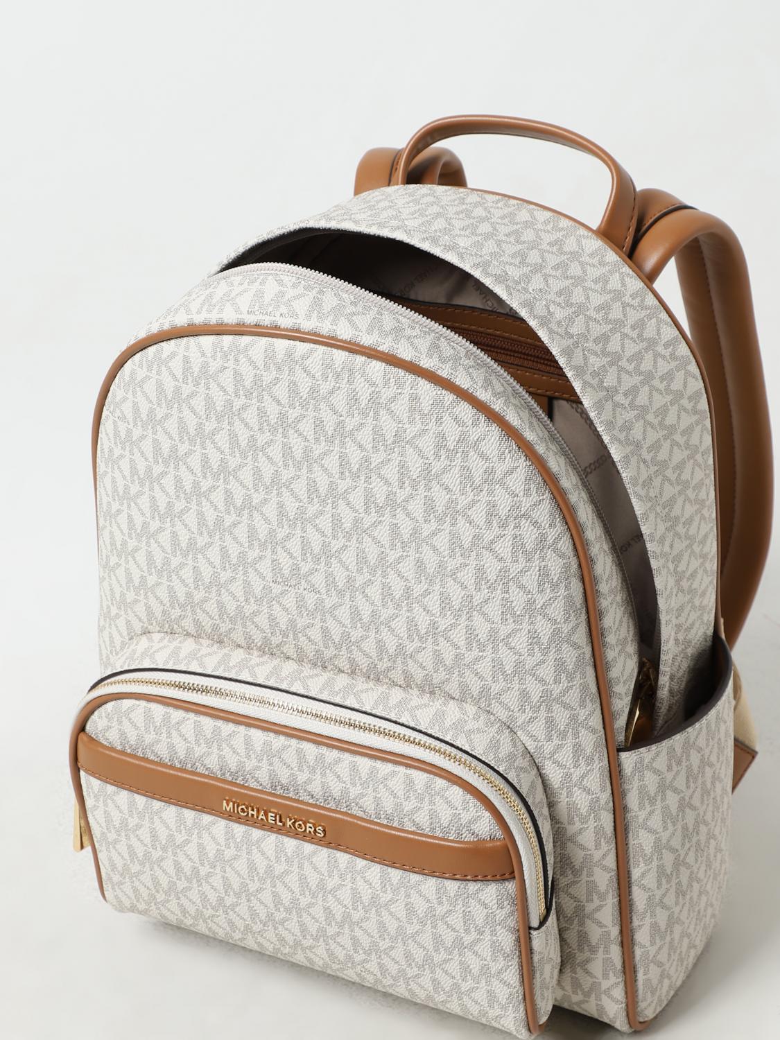 Michael Kors Junie Medium Monogram Backpack Cream Vanilla Brown Leather Flap Bag Michael Kors Faux Leather Exterior Backpack Bags & Handbags  main image 4