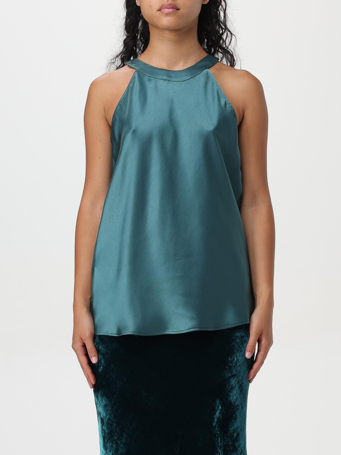 PINKO TOP: Canotta con scollo all'americana Pinko in georgette, Verde - Img 1
