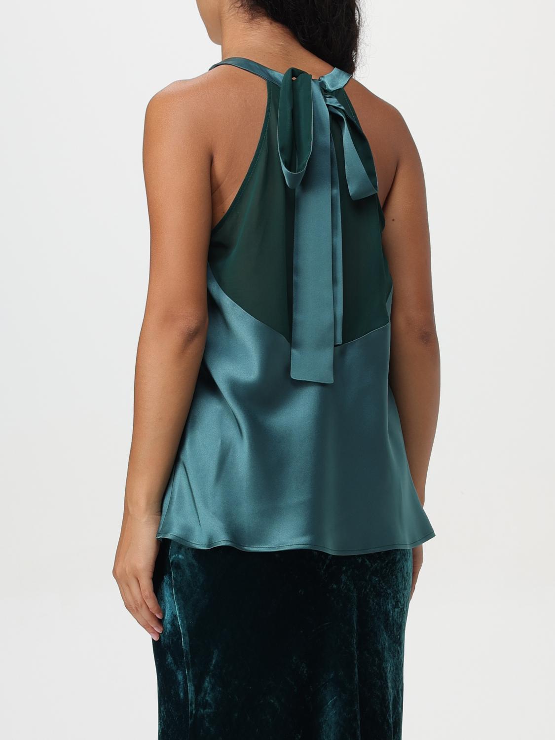 PINKO TOP: Canotta con scollo all'americana Pinko in georgette, Verde - Img 2
