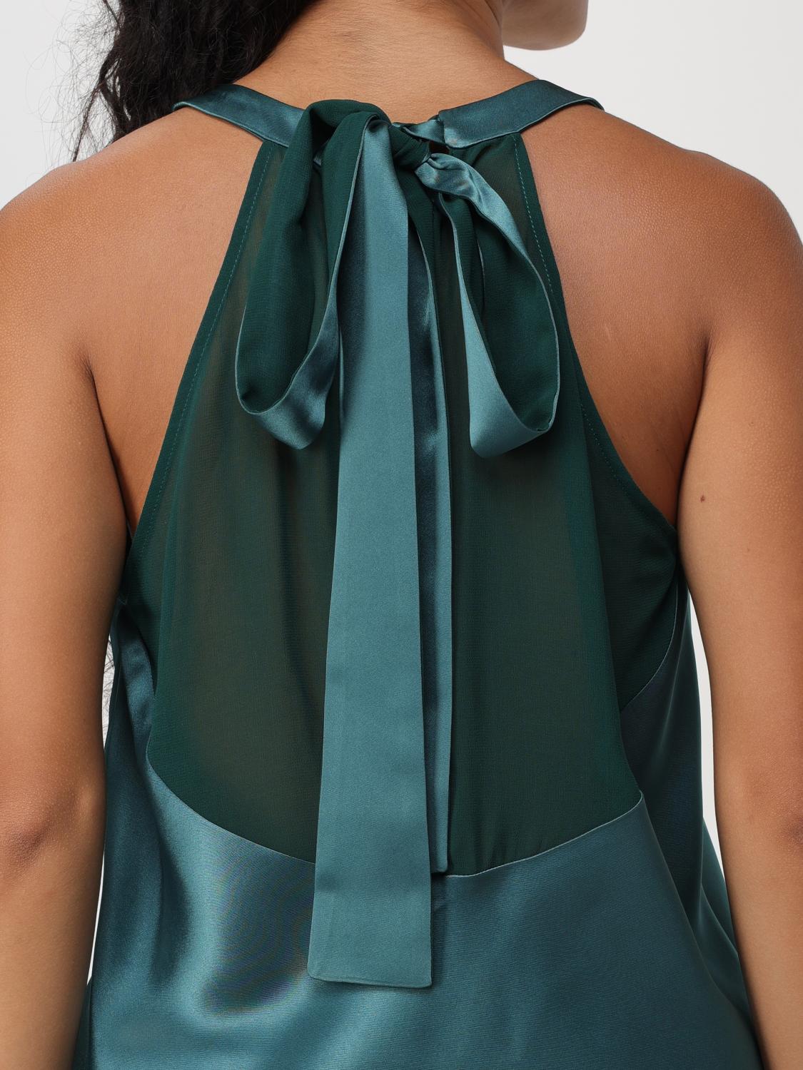 PINKO TOP: Canotta con scollo all'americana Pinko in georgette, Verde - Img 3