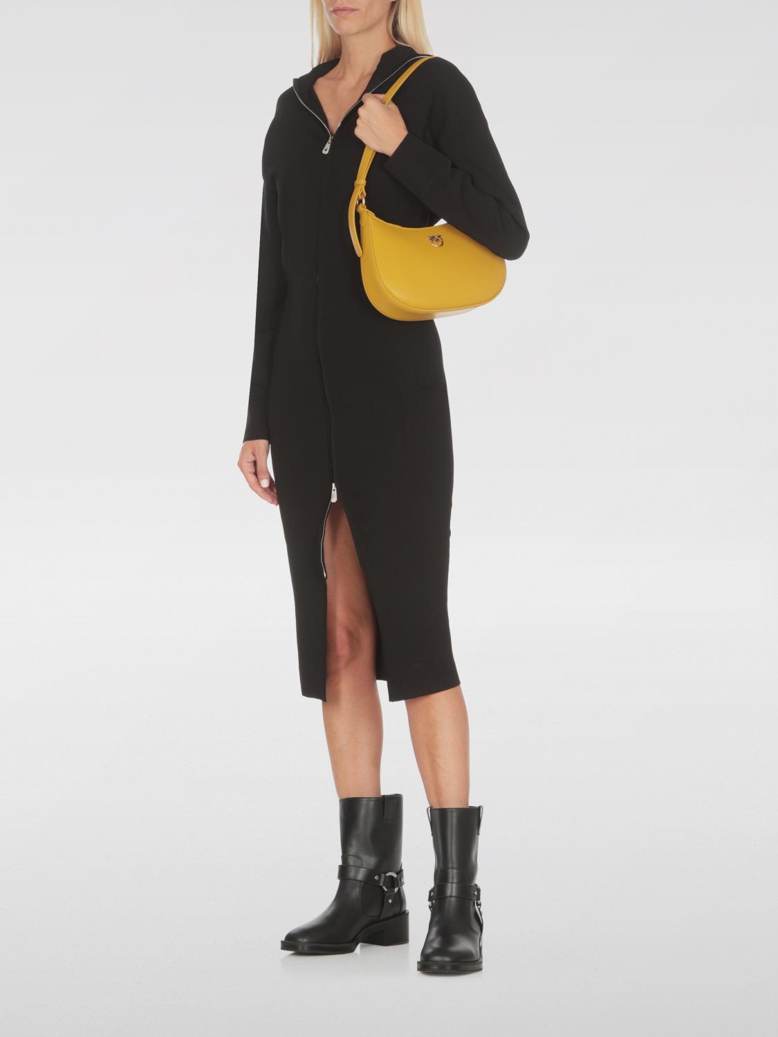 PINKO BORSA A SPALLA: Borsa Pinko in pelle , Giallo - Img 2