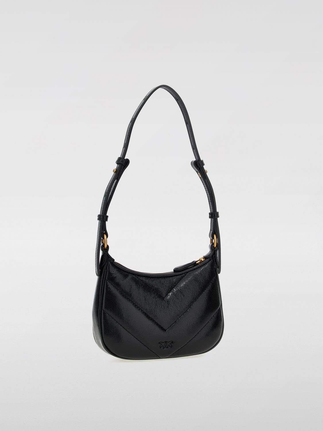 PINKO BORSA MINI: Borsa Half Moon Pinko in pelle matelassè , Nero - Img 2