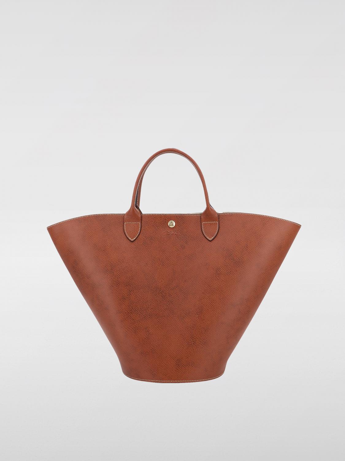LONGCHAMP BORSA A MANO: Borsa shopping XL Épure Longchamp in pelle, Marrone - Img 1
