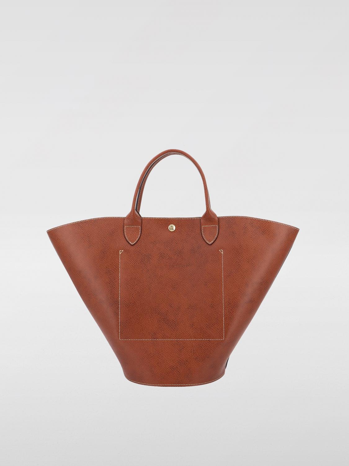 LONGCHAMP BORSA A MANO: Borsa shopping XL Épure Longchamp in pelle, Marrone - Img 2