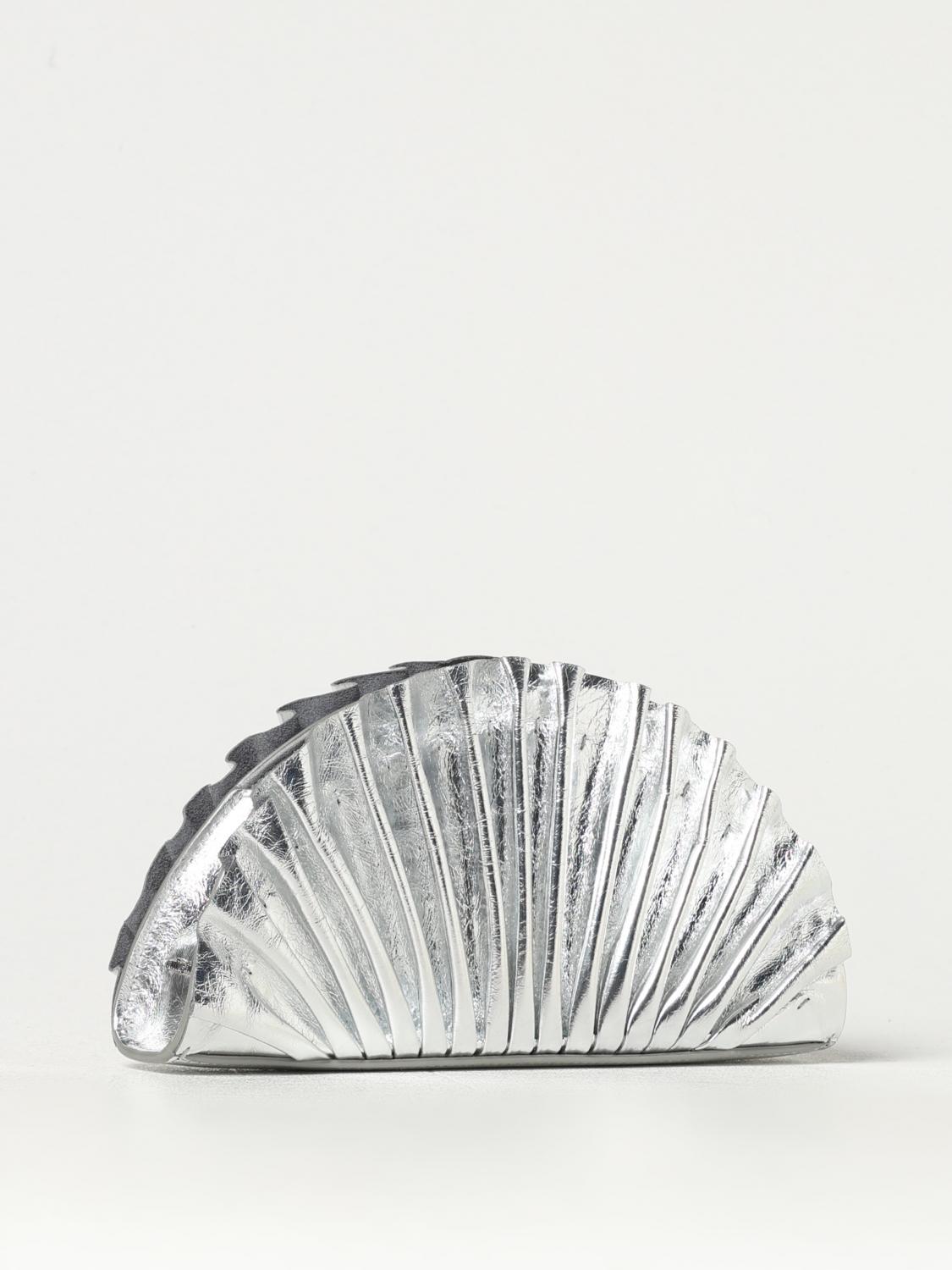 CULT GAIA CLUTCH: Clutch Nala Cult Gaia in pelle laminata plissettata , Argento - Img 3