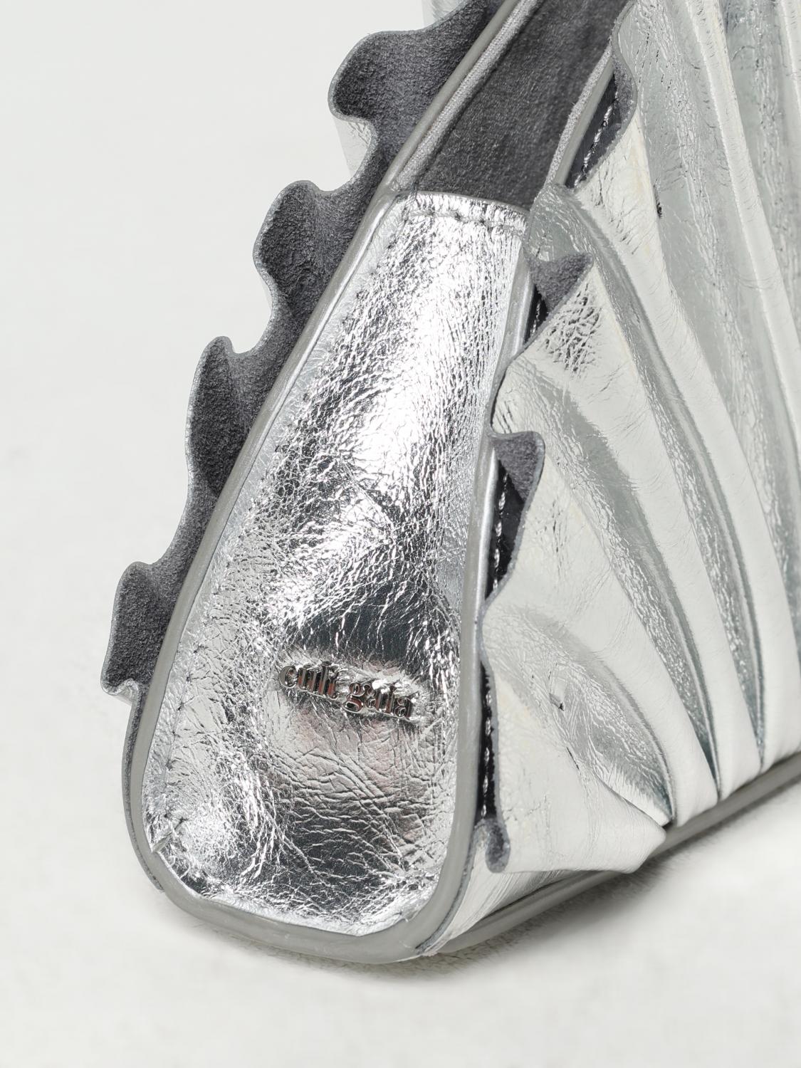 CULT GAIA CLUTCH: Clutch Nala Cult Gaia in pelle laminata plissettata , Argento - Img 4