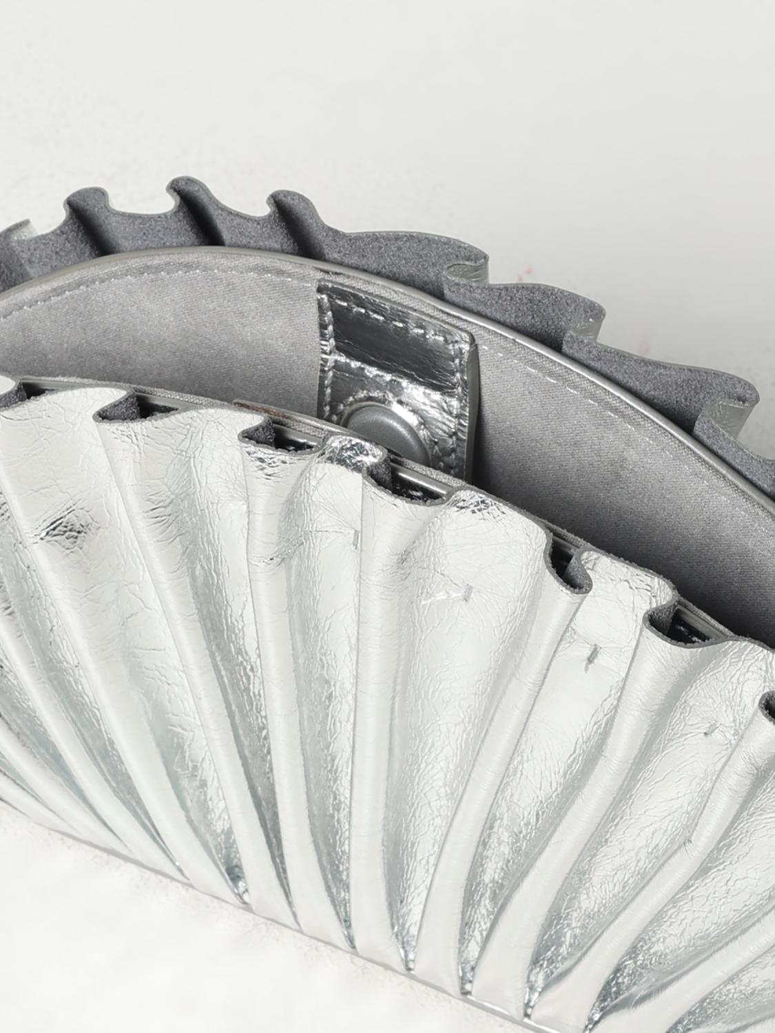 CULT GAIA CLUTCH: Clutch Nala Cult Gaia in pelle laminata plissettata , Argento - Img 5